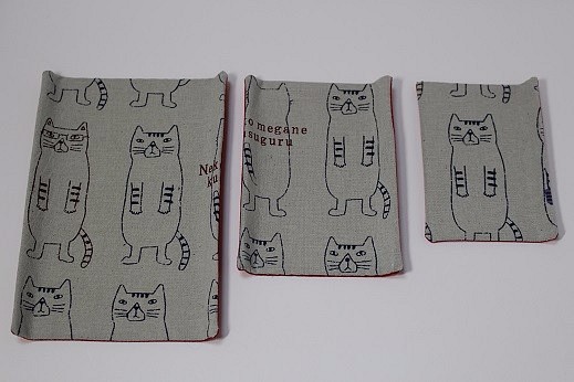 トレイ3点セット☆かわいいネコ柄の布✧小物入れに✧インテリアに★ 1枚目の画像