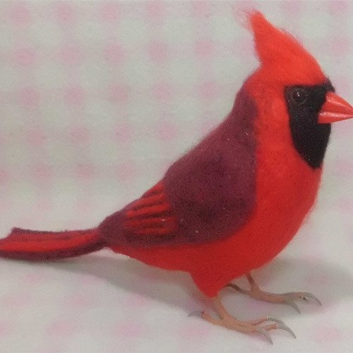 現實大小 紅雀猩々紅冠鳥northern Cardinal 羊毛氈 羊毛氈工房小鳥屋さん的作品 Creemaー來自日本的手作 設計購物網站