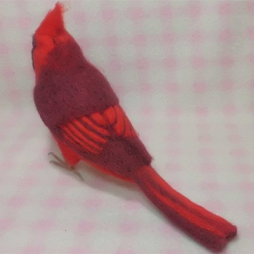 現實大小 紅雀猩々紅冠鳥northern Cardinal 羊毛氈 羊毛氈工房小鳥屋さん的作品 Creemaー來自日本的手作 設計購物網站