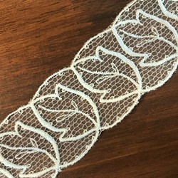 2m オーガンジーチュールレース リーフ柄 日本製 lace-No,070 1枚目の画像