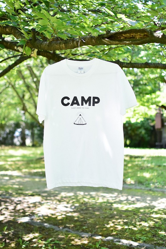 CAMP Tシャツ（メンズM／ホワイト✕ブラック） 1枚目の画像