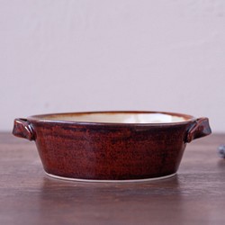 茶色両取手付スープ鉢 1枚目の画像
