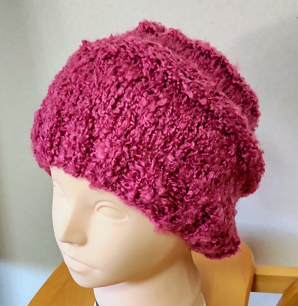 ニット帽子　pink 1枚目の画像