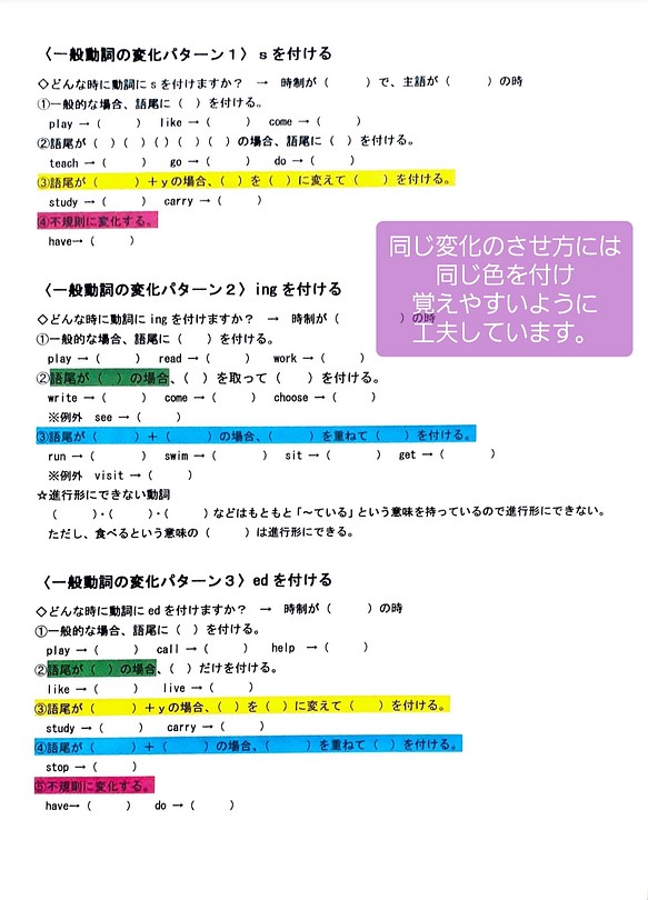 送料無料 動詞の変化パターン練習 中学生 自作問題 英語 勉強 テスト 受験 その他雑貨 みどりのみどり 通販 Creema クリーマ ハンドメイド 手作り クラフト作品の販売サイト