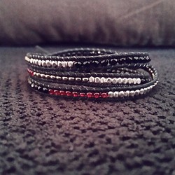 No.53_☆再販☆【Red*Black*Silver】4色3連ラップブレスレット