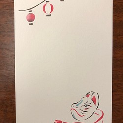 ポストカード　ステンシル　夏シリーズ　夏まつりと水ヨーヨー 1枚目の画像