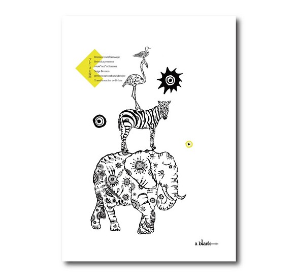 動物シリーズ　インテリアポスター　ブレーメン変形【A2サイズ】 1枚目の画像
