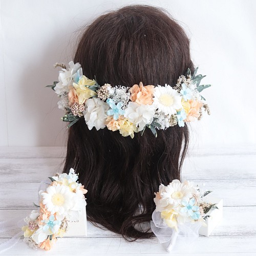 花冠、ヘッドドレス、髪飾り ウェディング 造花 オーダーOK ヘッド 
