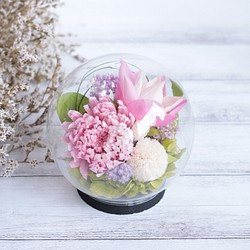 大切な方に贈る仏花～輪菊と蓮・ピンクパルフェ～＊プリザーブドフラワー 1枚目の画像