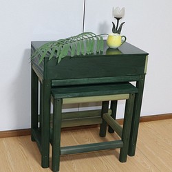サイドテーブル　素敵な色の多目的家具（ビンテージグリーン） 1枚目の画像