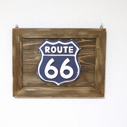 ルート66（ＵＳＡ道路標識）　木製壁飾り 1枚目の画像