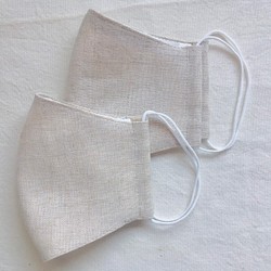 ２枚組　フィルターポケット付き　生成りのリネンマスク 1枚目の画像