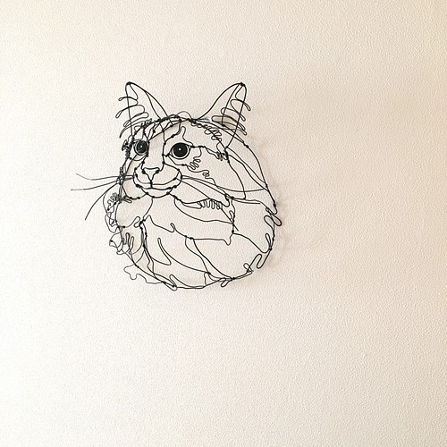 ワイヤーアート ワイヤークラフト 猫 ねこ ネコ 立体・オブジェ 玄米 