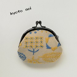 【点と線模様製作所生地】 yasou 8号帆布　 　チビがま口財布 1枚目の画像