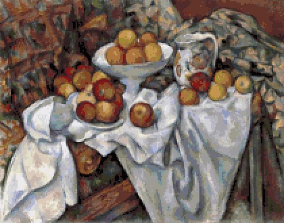 ポール・セザンヌ「りんごとオレンジ」(1899)クロスステッチ刺繍図案 1枚目の画像