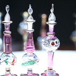 3 件套“粉色埃及玻璃裝飾”免運費埃及豔后迷你瓶香水瓶香水瓶 第1張的照片