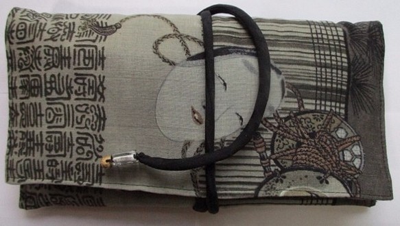 着物リメイク　モスの長襦袢で作った和風財布　１９９１ 1枚目の画像