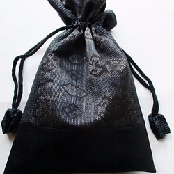 着物リメイク　藍大島で作った巾着袋　２１１５ 1枚目の画像