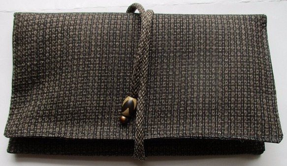 送料無料　着物リメイク　大島紬で作った和風財布　２３８７ 1枚目の画像