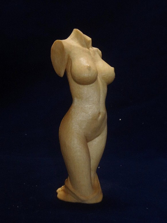 木彫刻 アート 『 泉 』 芸術 トルソ ハンドメイド 松 手彫り 裸婦