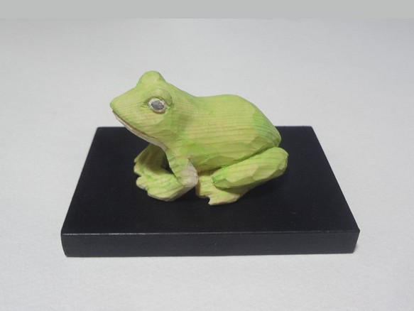 木彫刻 アート『 蛙 』カエル かえる 動物 両生類 芸術 アート 手彫り 