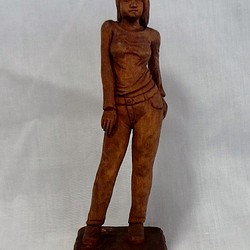 木彫刻 アート 『 希望 』 芸術 トルソ ハンドメイド 松 手彫り 裸婦 彫刻 女性 女神 1枚目の画像