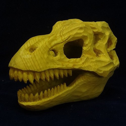 木彫刻アート 『 ティラノサウルス 』 恐竜の化石 芸術作品 立体 