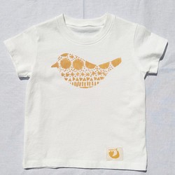 夏本番!オーガニックコットンの型染めTシャツ(ベンガラ染め/90サイズ