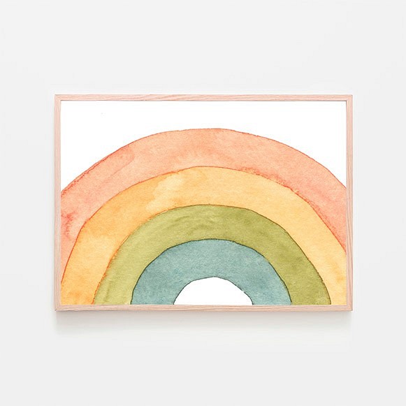 虹 / ポスター 写真 クリエイティブ 水彩画 イラスト rainbow レインボー アートプリント 横長 にじ 1枚目の画像