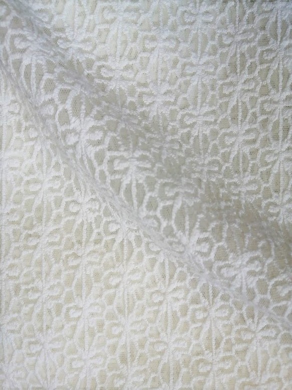 【刺繍生地】　インド生地　【刺繍　WHITE】SBA-027　 95ｃm巾×50㎝　カット生地 1枚目の画像