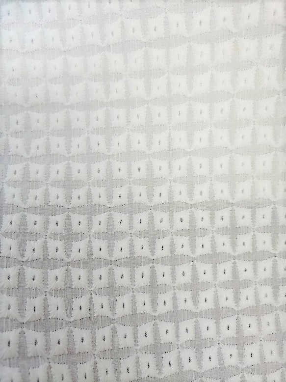【刺繍生地】　インド綿　【刺繍　WHITE】SBA-015　 96ｃm巾×50㎝　カット生地 1枚目の画像