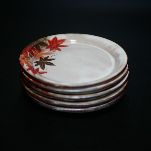 京焼・清水焼 色絵 ４寸皿５枚セット （モミジ・夏から秋） 皿 