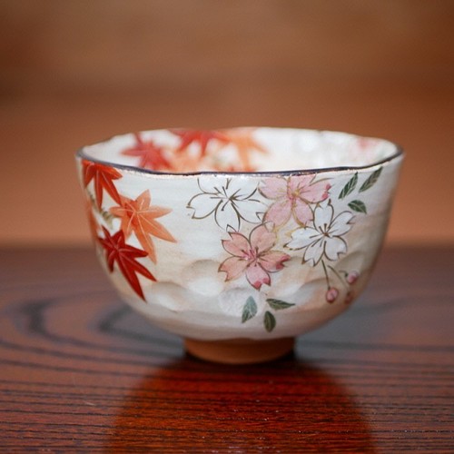 京焼・清水焼 色絵 抹茶茶碗 雲錦（桜と紅葉） 茶碗・めし碗 Shun 通販 