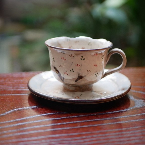 吉野櫻花咖啡碗盤 Kenzan Copy Pottery 第1張的照片