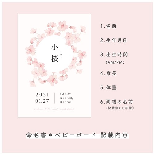 フレーム付き 命名書 桜 ナチュラル 漢字 雑貨 その他 Atelier Tuduru 通販 Creema クリーマ ハンドメイド 手作り クラフト作品の販売サイト