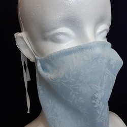 【夏マスク】【快適】売り切り！縫製屋の立体アラビアンマスク　涼しいレース調　枚数少量の薄ブルー　※説明をお読みください　 1枚目の画像