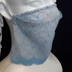 【夏マスク】【快適】new!縫製屋の立体アラビアンマスク　涼しいレース調　2重構造　薄ブルー　※説明をお読みください　 1枚目の画像
