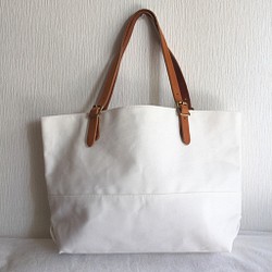 手提袋L尺寸[白色×白]第6號帆布和超厚Oirunume的 第1張的照片