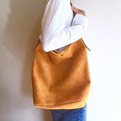 “真正的皮革”安哥拉絲絨和超厚油鼻子單肩包[橘子] 第1張的照片