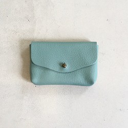 牛縮水牛皮和牛地絨製成的緊湊型錢包[天藍色] 第1張的照片
