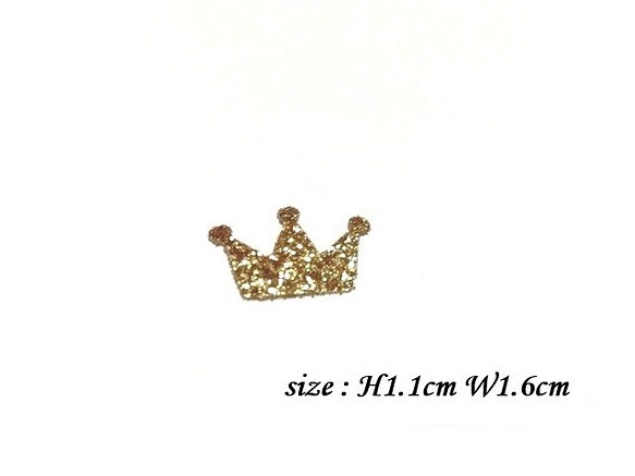 キラキラワッペン王冠クラウン/シャンパンゴールドラメグリッター/アイロンシール 1枚目の画像