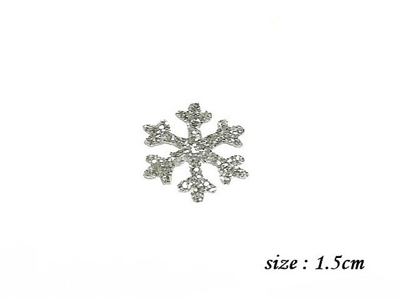 キラキラワッペン雪の結晶六花/シルバーラメグリッター/アイロンシール 1枚目の画像