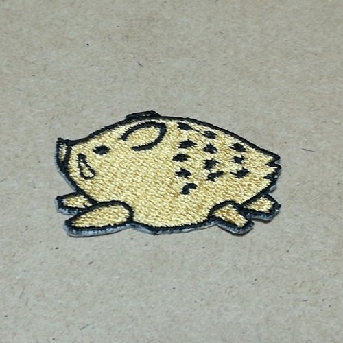 かわいいいのししの刺繍ワッペンSサイズ/干支亥 ワッペン・アップリケ