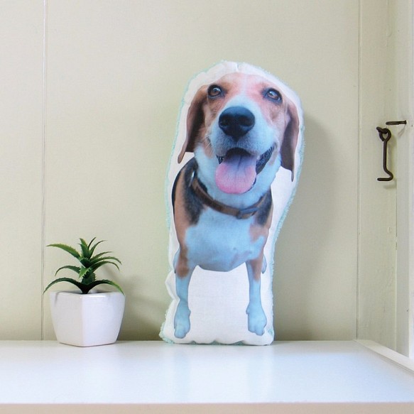 犬　猫　ペット　クッション　ぬいぐるみ　インテリア　メモリアル　プレゼント　オーダーメイド　画像　写真　名前　フワ犬B 1枚目の画像