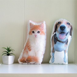 犬　猫　ペット　クッション　ぬいぐるみ　インテリア　メモリアル　プレゼント　オーダーメイド　画像　写真　名前　フワ犬B 5枚目の画像