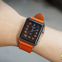 高級革使用Apple Watch(42/44mm用)レザーベルト オレンジ 1枚目の画像