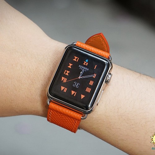 高級革使用Apple Watch(42/44mm用)レザーベルト オレンジ 金具