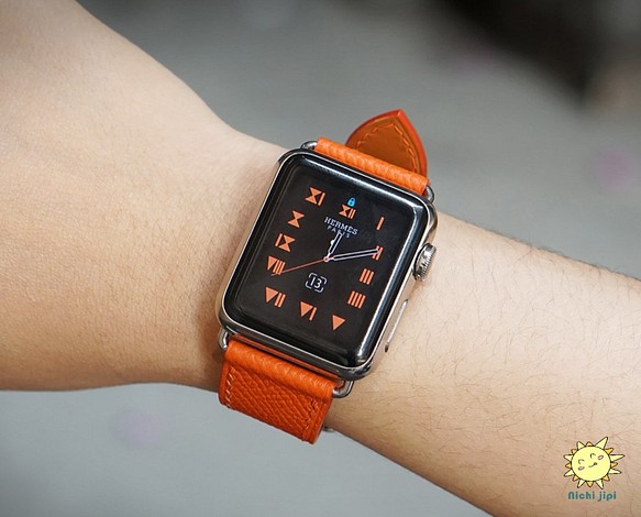 高級革使用Apple Watch(42/44mm用)レザーベルト オレンジ 1枚目の画像
