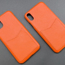 高級革使用のアイホンケース（ Iphone 11 pro max, Iphone XS max) オレンジ 1枚目の画像
