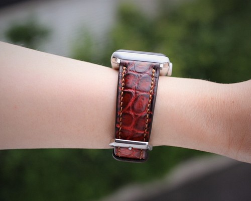 ワニ革使用Apple Watchワニレザーバンド 腕時計ベルト レザー 